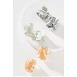Anthropologie Speckled Mini Hair Clip Set NWT - Pearl